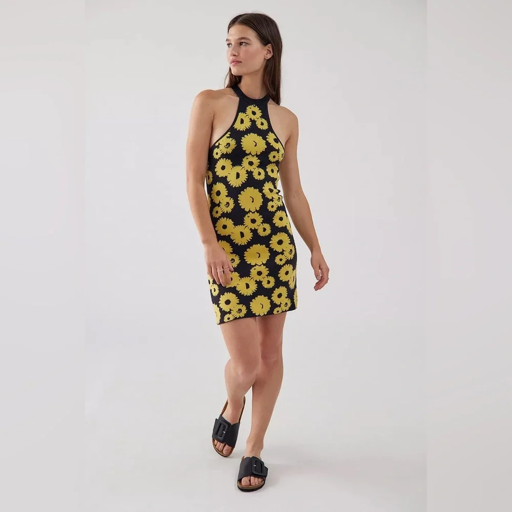 NWT! Urban Outfitters Charlie Sunflower Knit Mini Dress - Picture 2 of 12